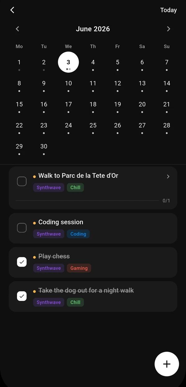 Vue calendrier
